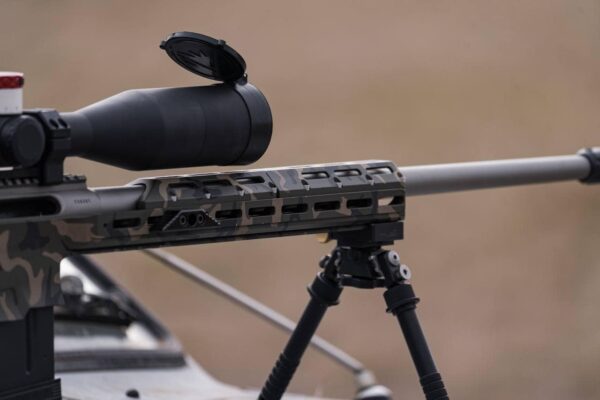 MANAEL Sedajo Chassis with Enclosed Foreend Rail Covers Precision Aussie made rifle shooting gear with scope and tactical rails for target and hunting skill.