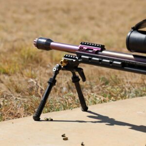 Precision Australian-made rifle shooting gear with bipod, scope, and custom components for optimal accuracy.