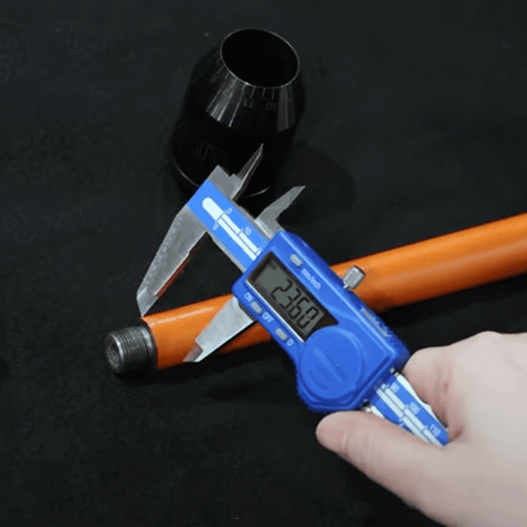 High-precision digital caliper measuring rifle barrel diameter for Aussie made shooting gear.