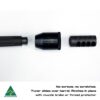 Precision Australian made rifle shooting gear with muzzle brake and thread protector.