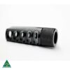 High-quality Australian-made rifle compensator for shooting accuracy and recoil control.
