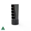 Gun muzzle brake for rifle shooting, Australian made, durable and high quality gear.