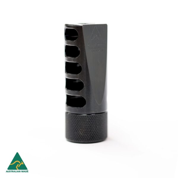 Gun muzzle brake for rifle shooting, Australian made, durable and high quality gear.