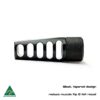 Durable black rifle muzzle brake for shooting, reduced recoil, Australian-made shooting gear.