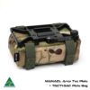 MANAEL Tac Plate BAGS - Plate Bag and plate MULTICAM 2 with text Durable Australian-made rifle shooting gear with tactical platform and camouflage plate bag.