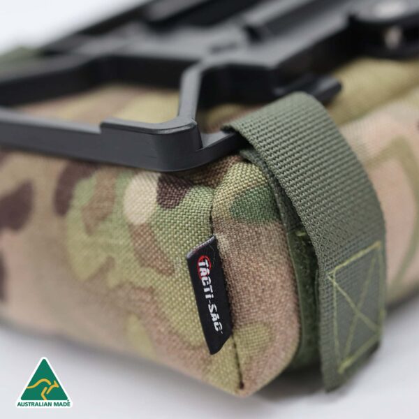 MANAEL Tac Plate BAGS - Plate Bag and plate MULTICAM 4 close up no text Camouflage rifle gear pouch with Australian made label and durable strapping.