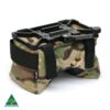 MANAEL Tac Plate BAGS - Vee and plate MULTICAM no text 2 Durable Australian-made rifle shooting gear with camouflage bag and adjustable mounting bracket.
