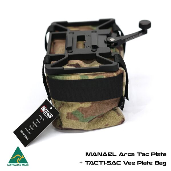 MANAEL Tac Plate BAGS - Vee and plate MULTICAM with text 4 High-quality Australian made rifle shooting gear for hunting and target practice.