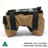 MANAEL Tac Plate BAGS - Vee and plate TAN with text Rifle shooting gear with Arca Tac Plate and Vee Plate Bag, Australian-made, designed for precision shooting.