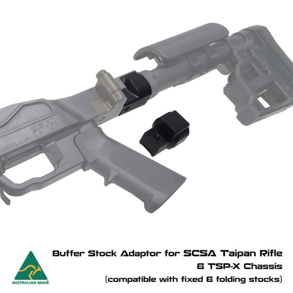 MANAEL scsa chassis buffer tube adaptor webstore coparible taipan Buffer stock adapter for Aussie made rifle shooting gear, compatible with fixed and folding stocks.