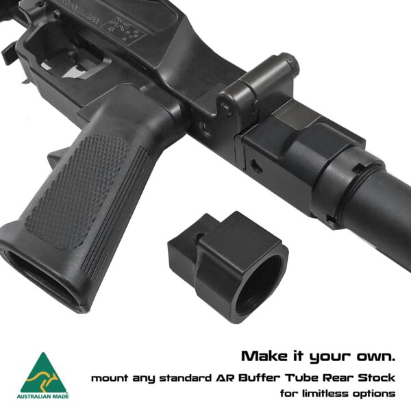 MANAEL scsa chassis buffer tube adaptor webstore limitless options Armalite AR-15 buffer tube rear stock for rifle shooting, Australian made, premium quality.