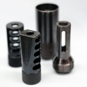 Black Aussie made rifle muzzle brakes and accessories for precision shooting.