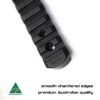 Durable Australian-made rifle scope mount with smooth chamfered edges, premium quality shooting gear.