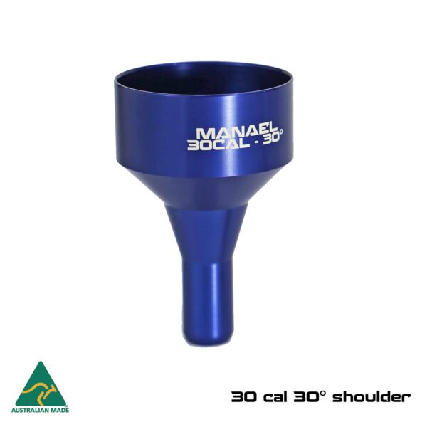 Blue Aussie made rifle shooting gear 30 cal 30° shoulder, high-quality Australian-made firearm accessory for precision shooting.