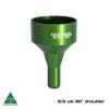 Green Australian-made rifle scope funnel for precision shooting and reloading.