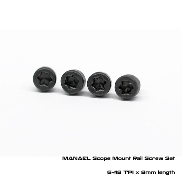 MAN-SCR-648-8-CAP Black rifle scope mount rail screws - Australian made shooting gear for accuracy.