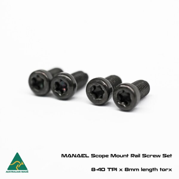MAN-SCR-840-8-TX Rifle scope mount rail screws for precision Australian-made shooting gear.