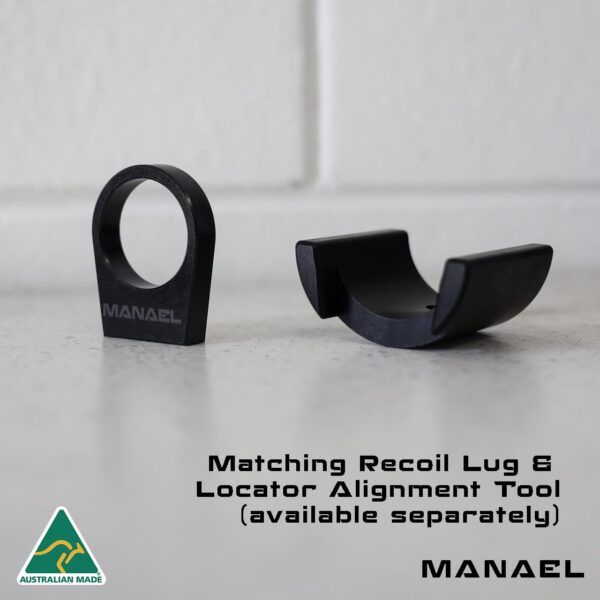 MANAEL Lug Locator Alignment Tool and Recoil Lug Australian Made Matching recoil lug and locator alignment tool for rifle shooting, Australian made quality gear.
